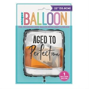 Unique Aged to Perfection Whiskey Glass Foil Balloon